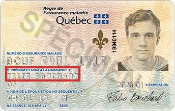 Rectangle rouge indiquant votre nom sur votre carte d'assurance maladie